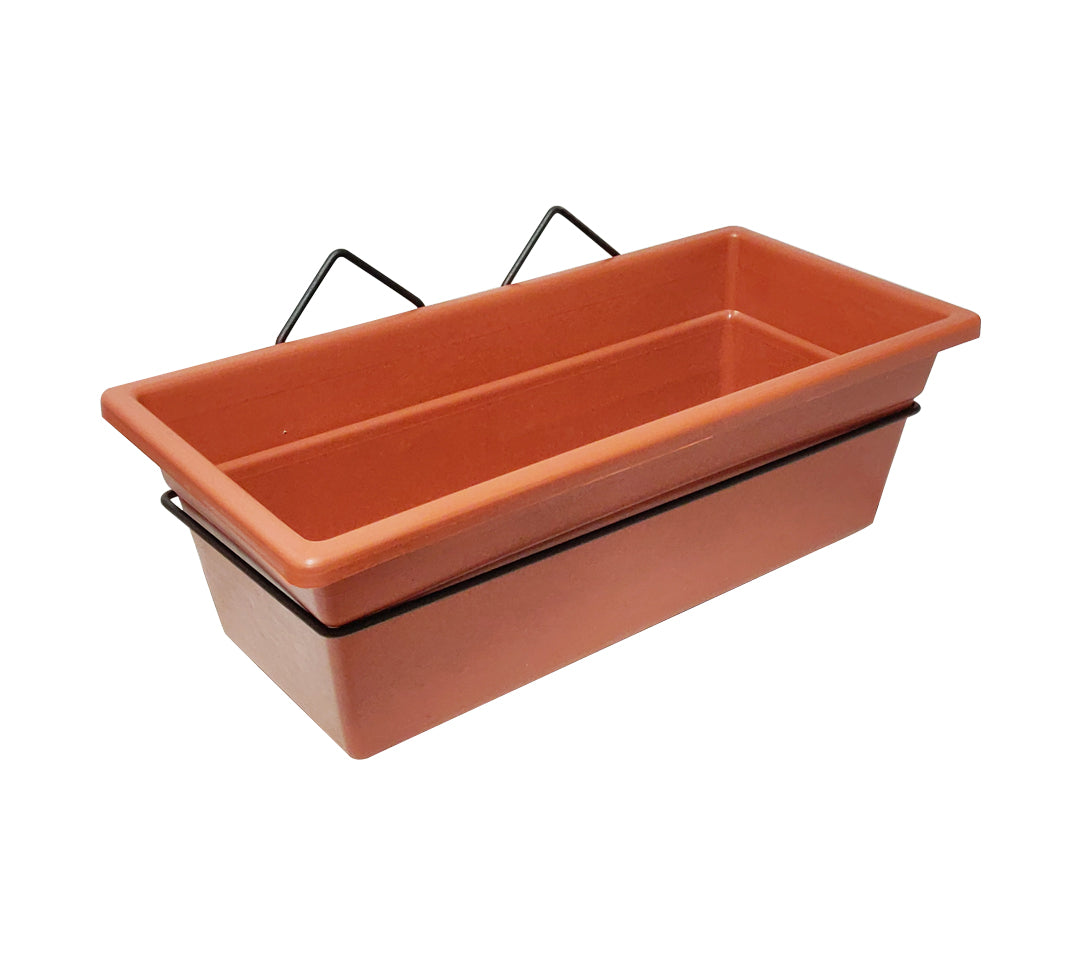 Soporte Pared + Jardinera Plástica Decorativa 40 cm + Bandeja