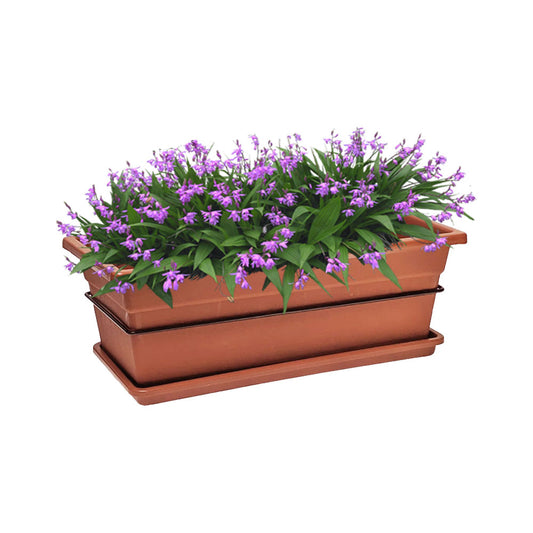 Soporte Balcón + Jardinera Plástica Decorativa 40 cm + Bandeja