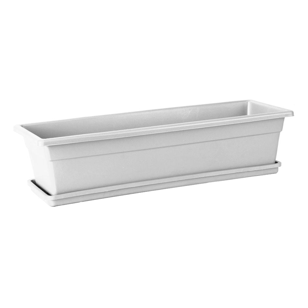 Jardinera plástica 60 cm con bandeja blanco – Plantho.co