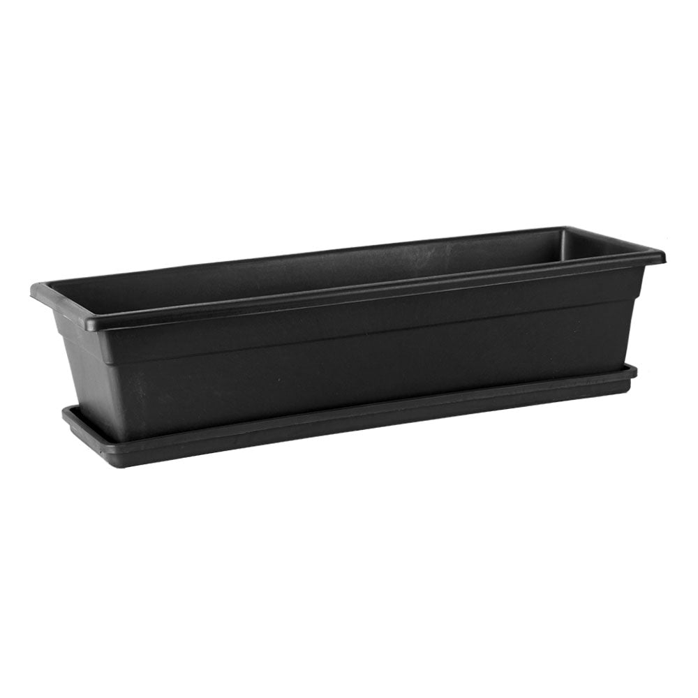 Jardinera plástica 60 cm con bandeja negro – Plantho.co
