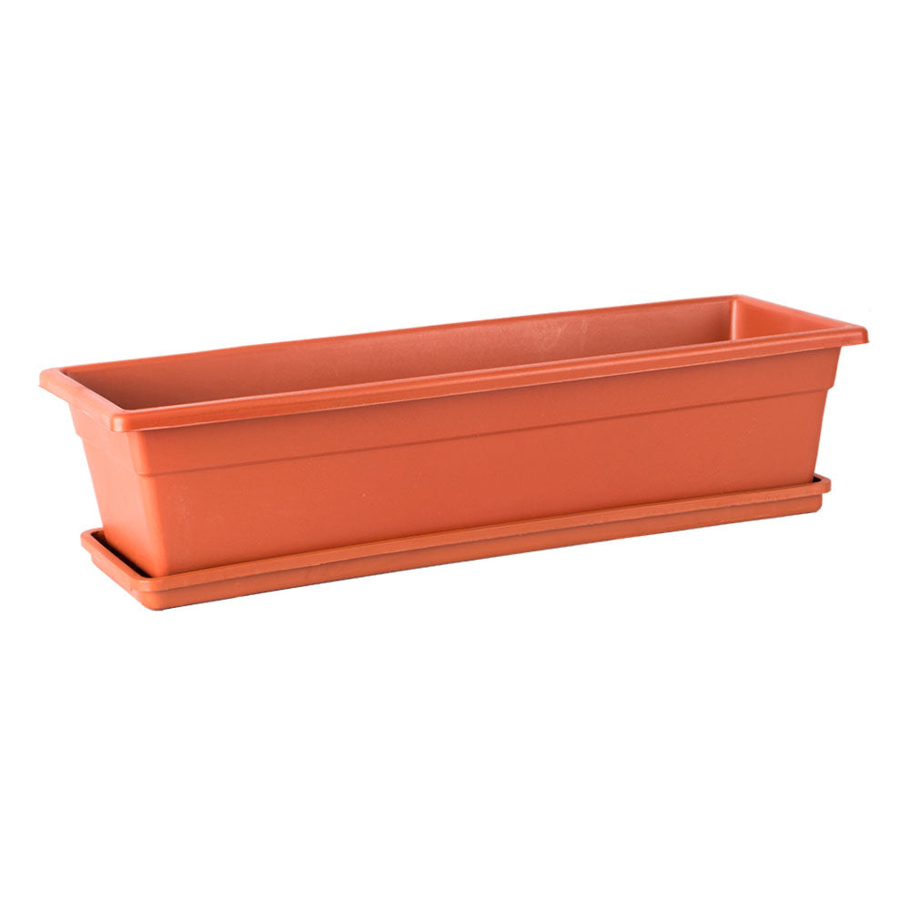 Jardinera plástica 60 cm con bandeja terracota – Plantho.co