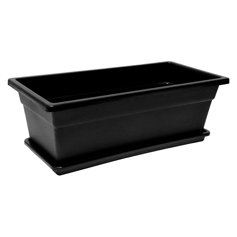 Jardinera plástica 40 cm con bandeja negro – Plantho.co