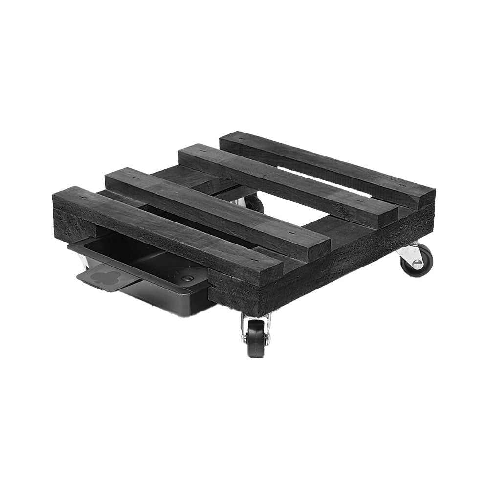 Base Cuadrada Madera Rejilla con Rodachin 24 cm