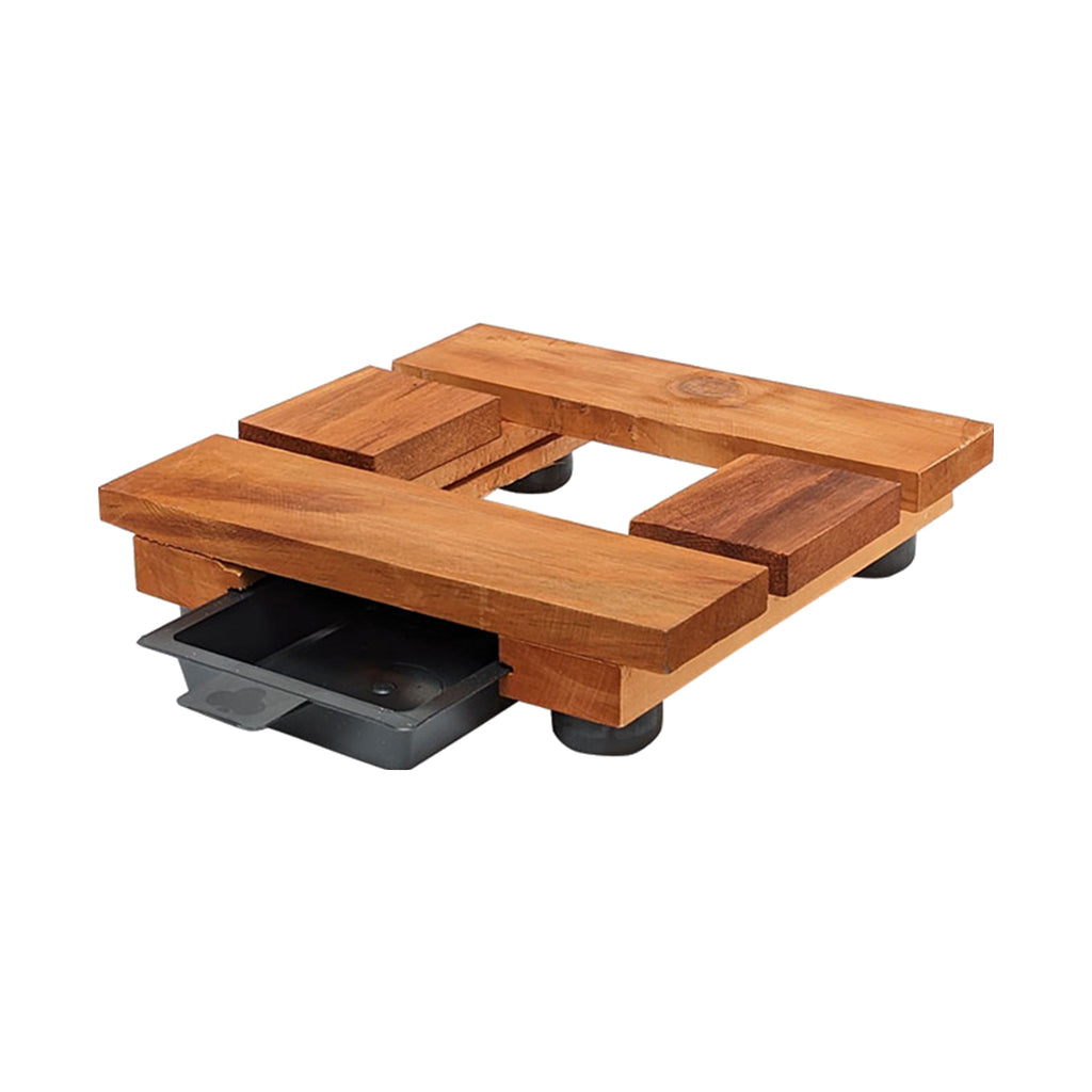 Base de madera cuadrada fija 25 cm natural – Plantho.co
