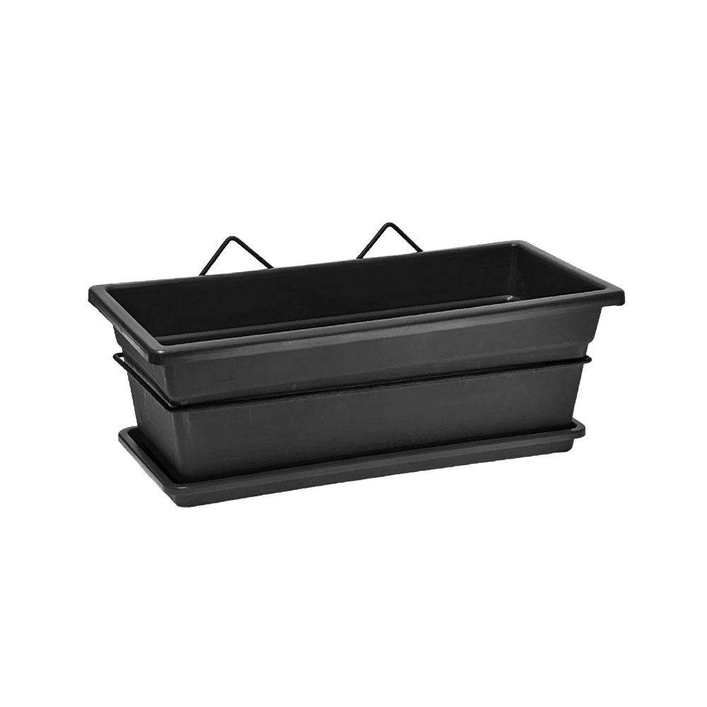 Kit soporte de pared con jardinera 40 cm negro con bandeja – Plantho.co