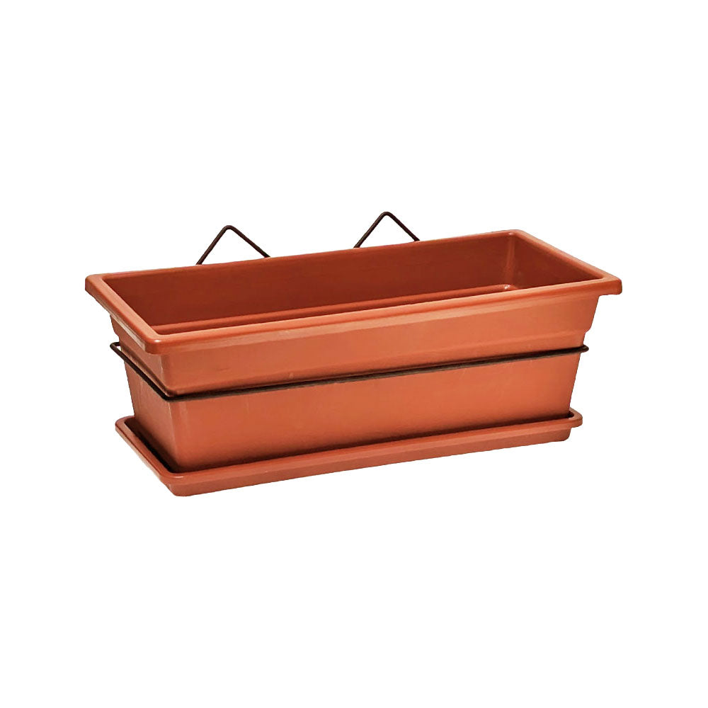 Kit soporte de pared con jardinera 40 cm terracota con bandeja – Plantho.co
