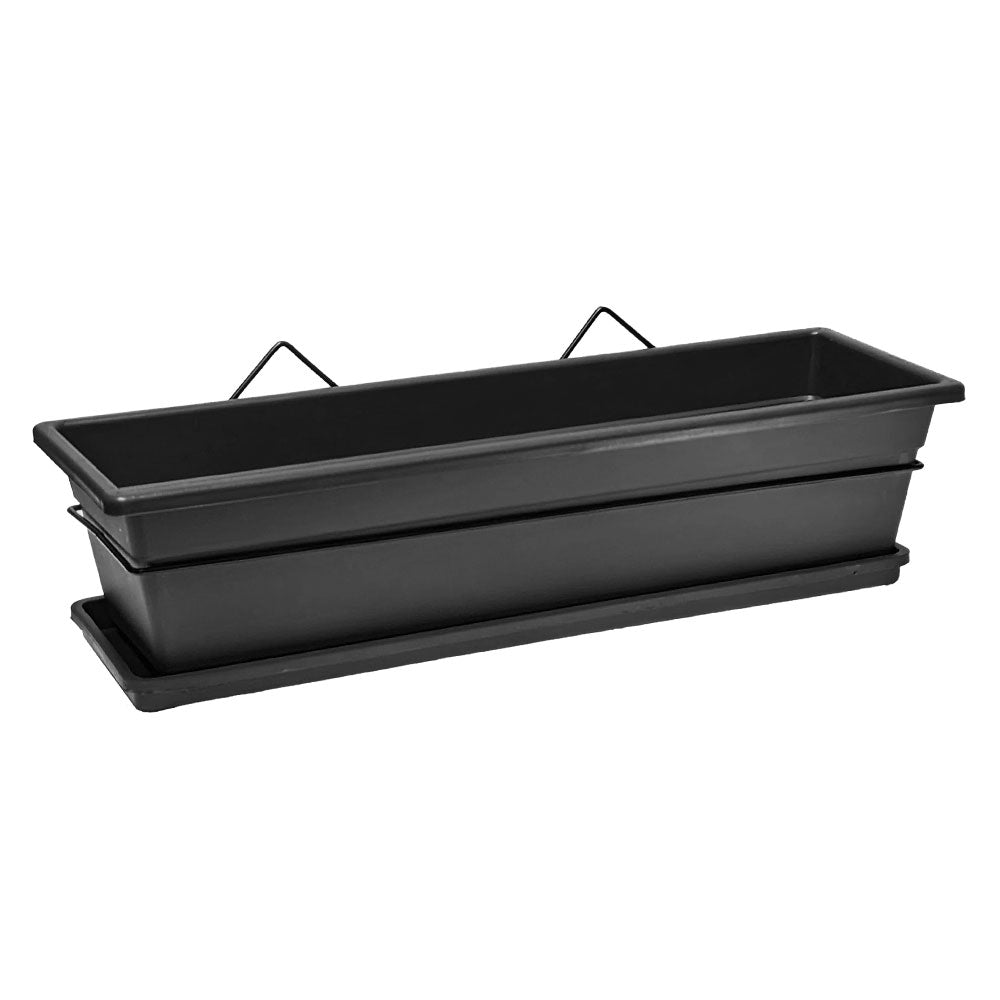 Kit soporte de pared con jardinera 60 cm negro con bandeja – Plantho.co
