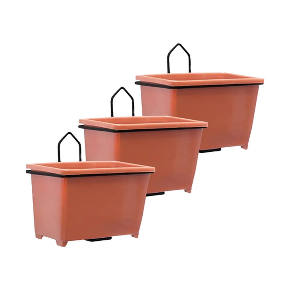 Set de 3 jardineras mini con soporte de pared terracota – Plantho.co