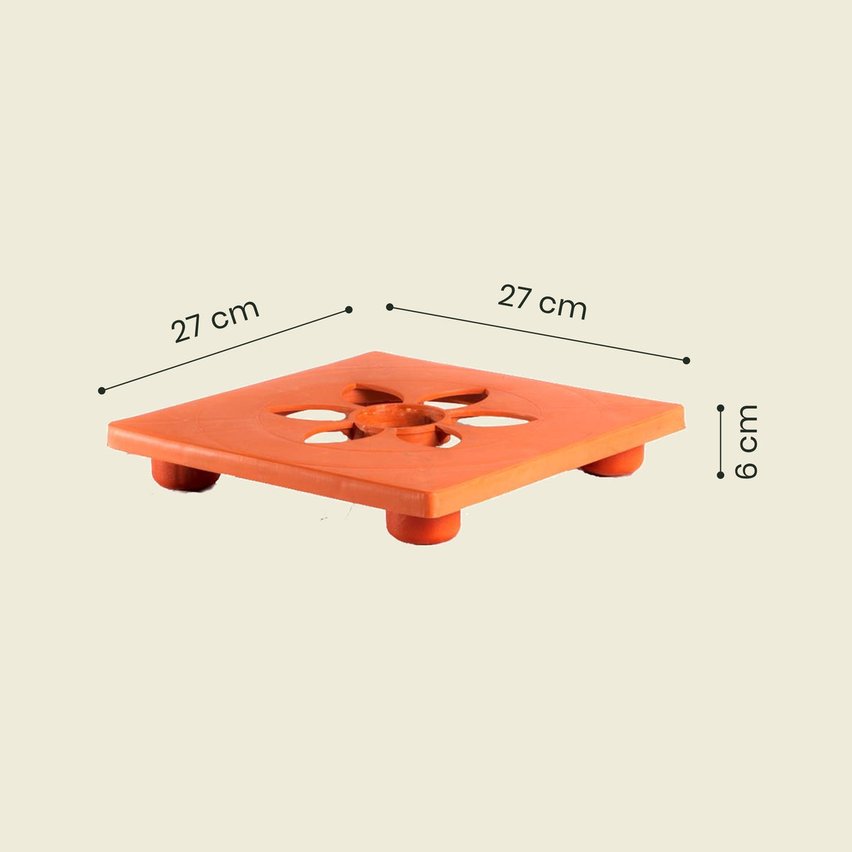 Medidas base cuadrada plástica con patas 27 cm – Plantho.co