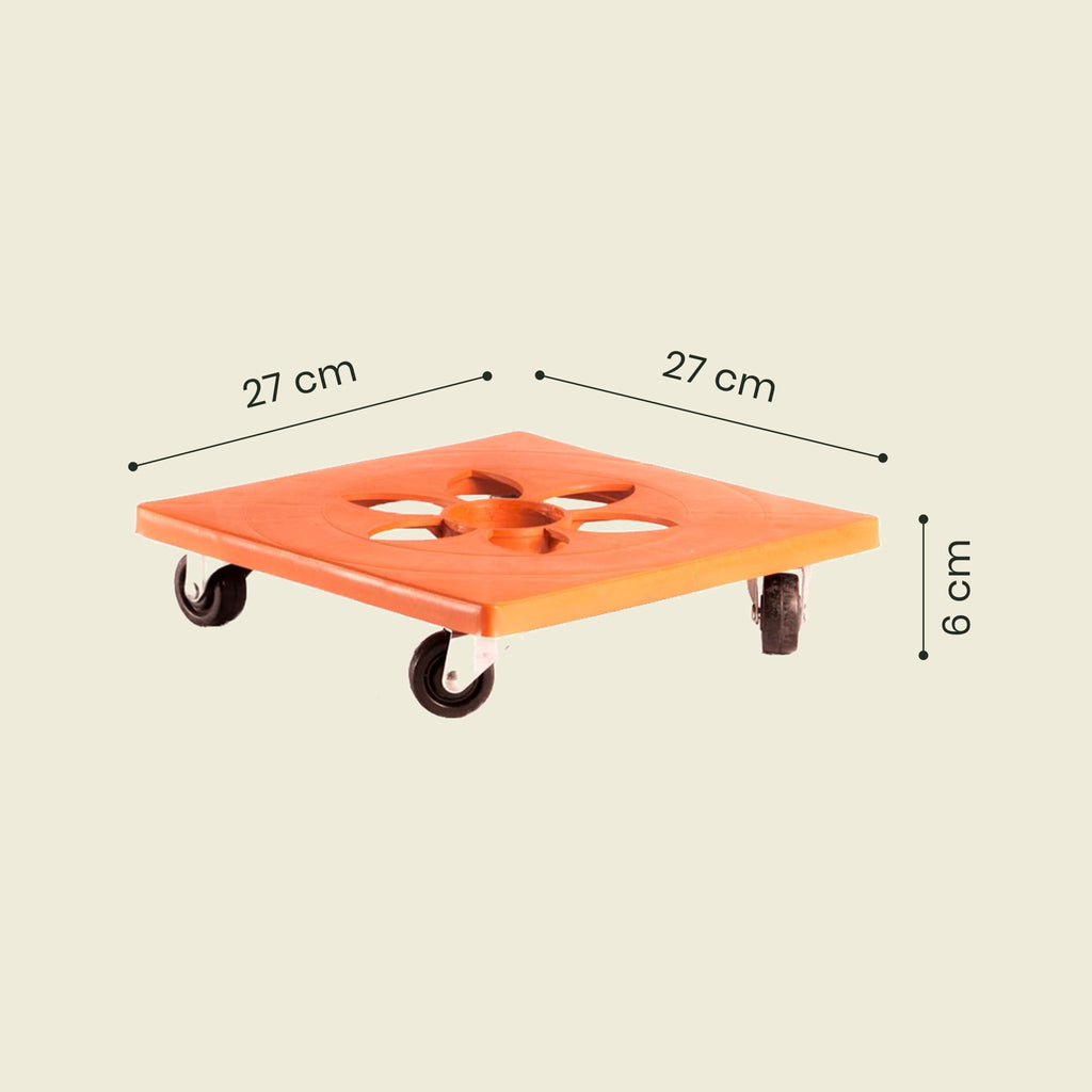 Medidas base cuadrada plástica con ruedas 27 cm – Plantho.co