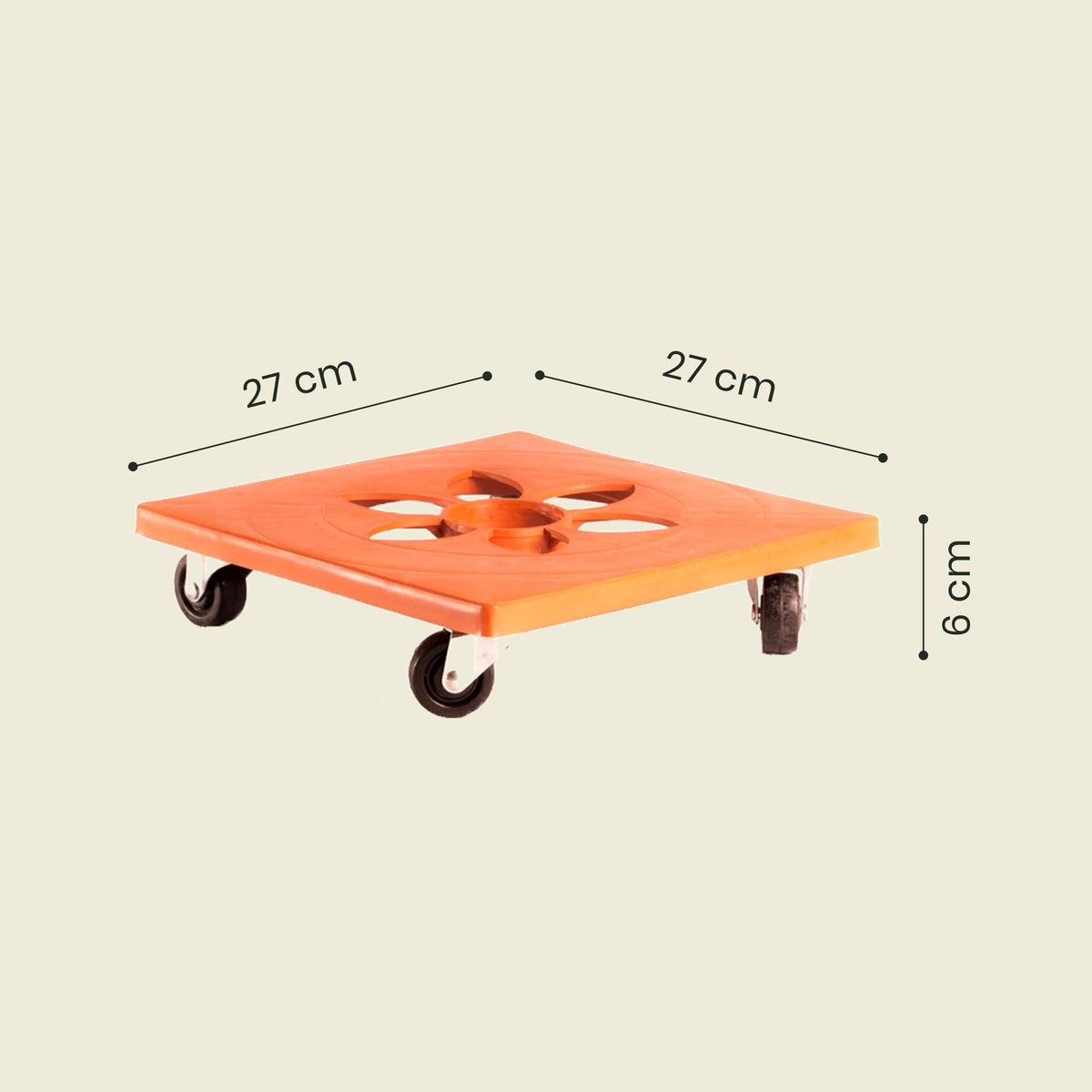 Medidas base cuadrada plástica con ruedas 27 cm – Plantho.co