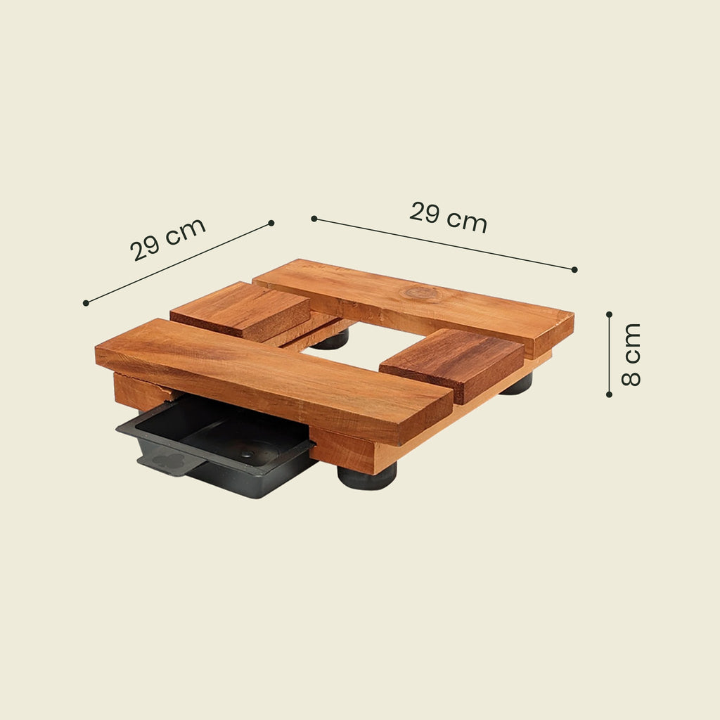 Medidas base de madera cuadrada fija 29 cm – Plantho.co