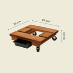 Medidas base de madera cuadrada con ruedas 29 cm – Plantho.co