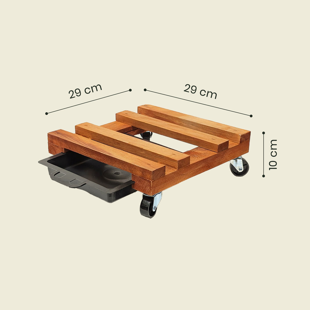 Medidas base de madera rejilla con ruedas 29 cm – Plantho.co